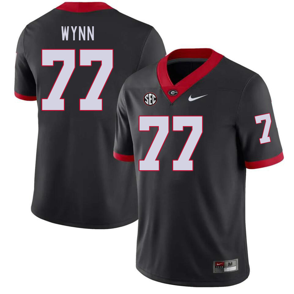 #77 Isaiah Wynn Georgia Bulldogs Jerseys Football Stitched-Black